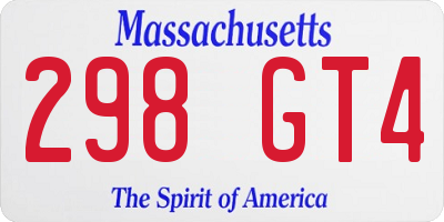 MA license plate 298GT4