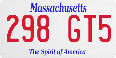 MA license plate 298GT5