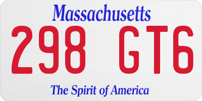 MA license plate 298GT6