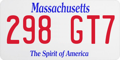 MA license plate 298GT7
