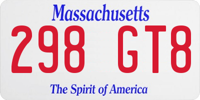 MA license plate 298GT8