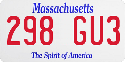 MA license plate 298GU3