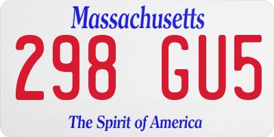 MA license plate 298GU5