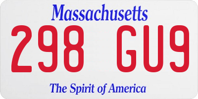MA license plate 298GU9