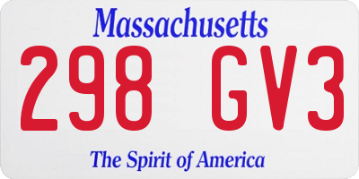 MA license plate 298GV3