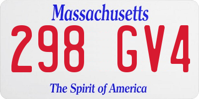 MA license plate 298GV4