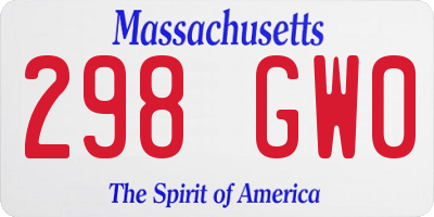 MA license plate 298GW0