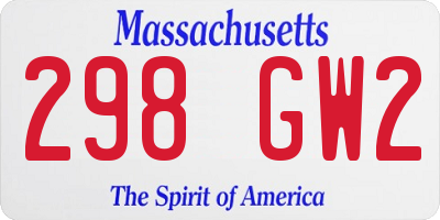 MA license plate 298GW2