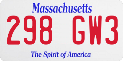 MA license plate 298GW3