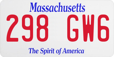 MA license plate 298GW6