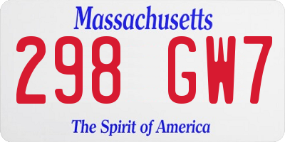 MA license plate 298GW7