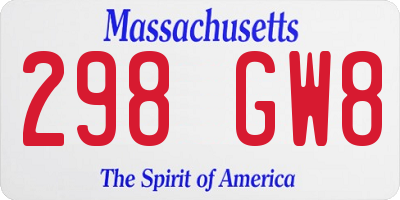 MA license plate 298GW8