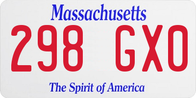 MA license plate 298GX0