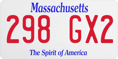 MA license plate 298GX2