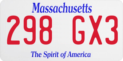 MA license plate 298GX3