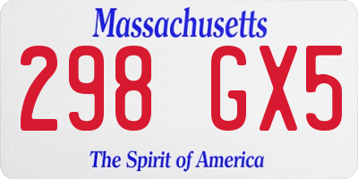 MA license plate 298GX5