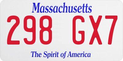 MA license plate 298GX7