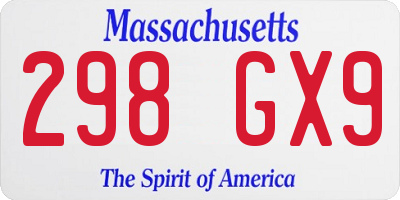 MA license plate 298GX9