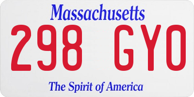 MA license plate 298GY0