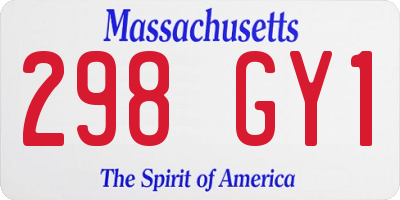 MA license plate 298GY1