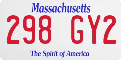 MA license plate 298GY2