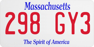 MA license plate 298GY3