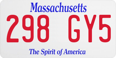 MA license plate 298GY5