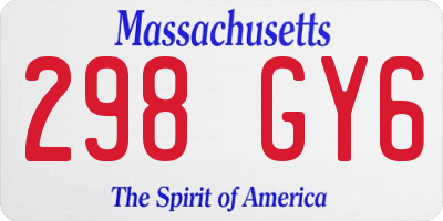 MA license plate 298GY6