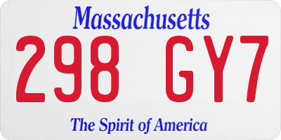 MA license plate 298GY7