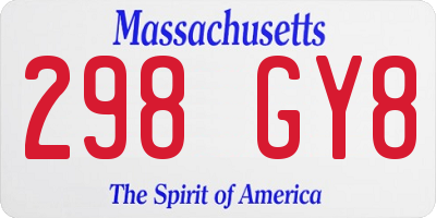 MA license plate 298GY8