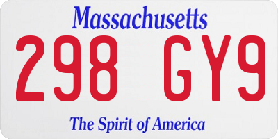 MA license plate 298GY9