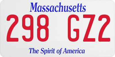 MA license plate 298GZ2