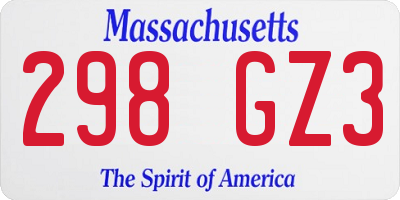 MA license plate 298GZ3