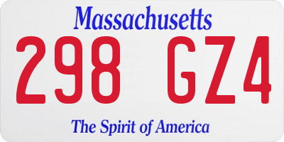 MA license plate 298GZ4