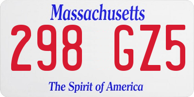 MA license plate 298GZ5