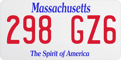 MA license plate 298GZ6