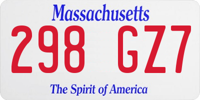 MA license plate 298GZ7