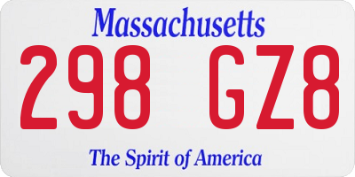 MA license plate 298GZ8