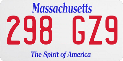 MA license plate 298GZ9