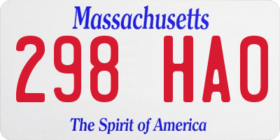 MA license plate 298HA0
