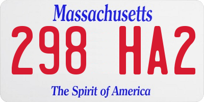 MA license plate 298HA2