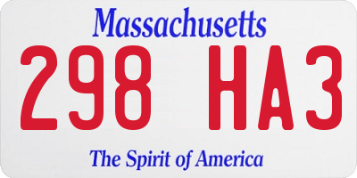 MA license plate 298HA3