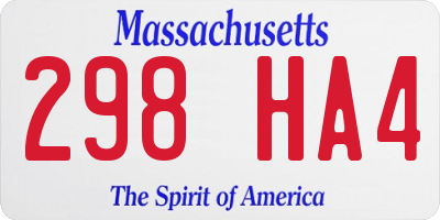 MA license plate 298HA4