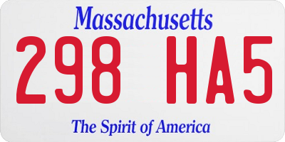 MA license plate 298HA5