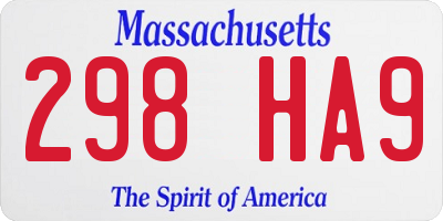 MA license plate 298HA9