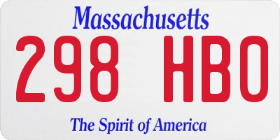 MA license plate 298HB0
