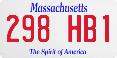 MA license plate 298HB1