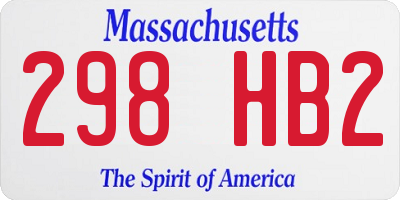 MA license plate 298HB2