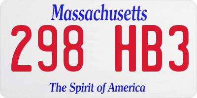 MA license plate 298HB3