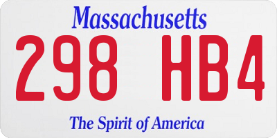 MA license plate 298HB4